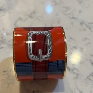 Hermes Orange Burgandy Large Cuff Braclet